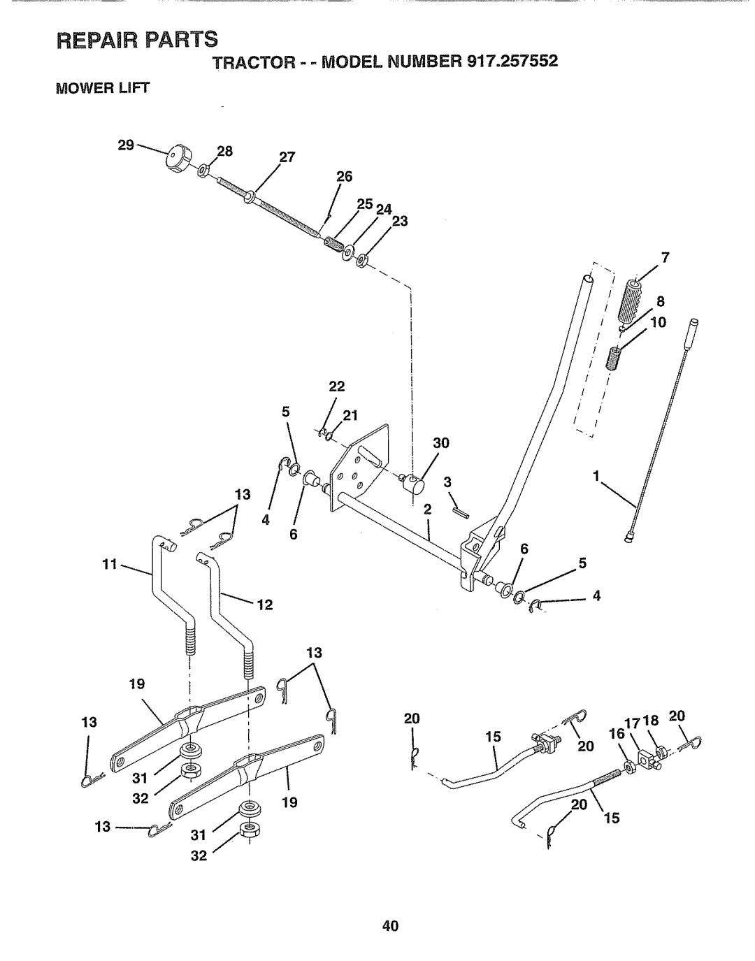 Sears 917.257552 manual Mower LiFT, 521, 161718 