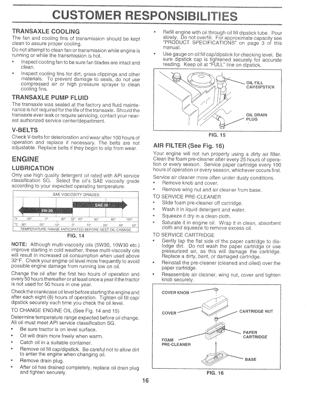 Sears 917.25759 Transaxle Cooling, Transaxle Pump Fluid, AR Hlter See Fig, To Service PRE.CLEANER, To Service Cartridge 