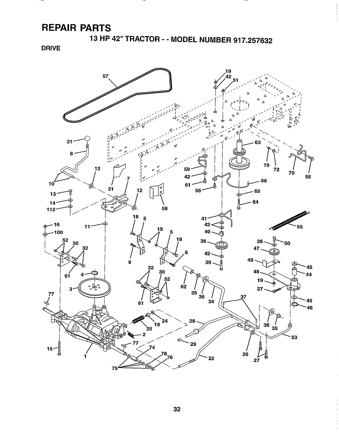 Sears 917.257632 owner manual Drive 