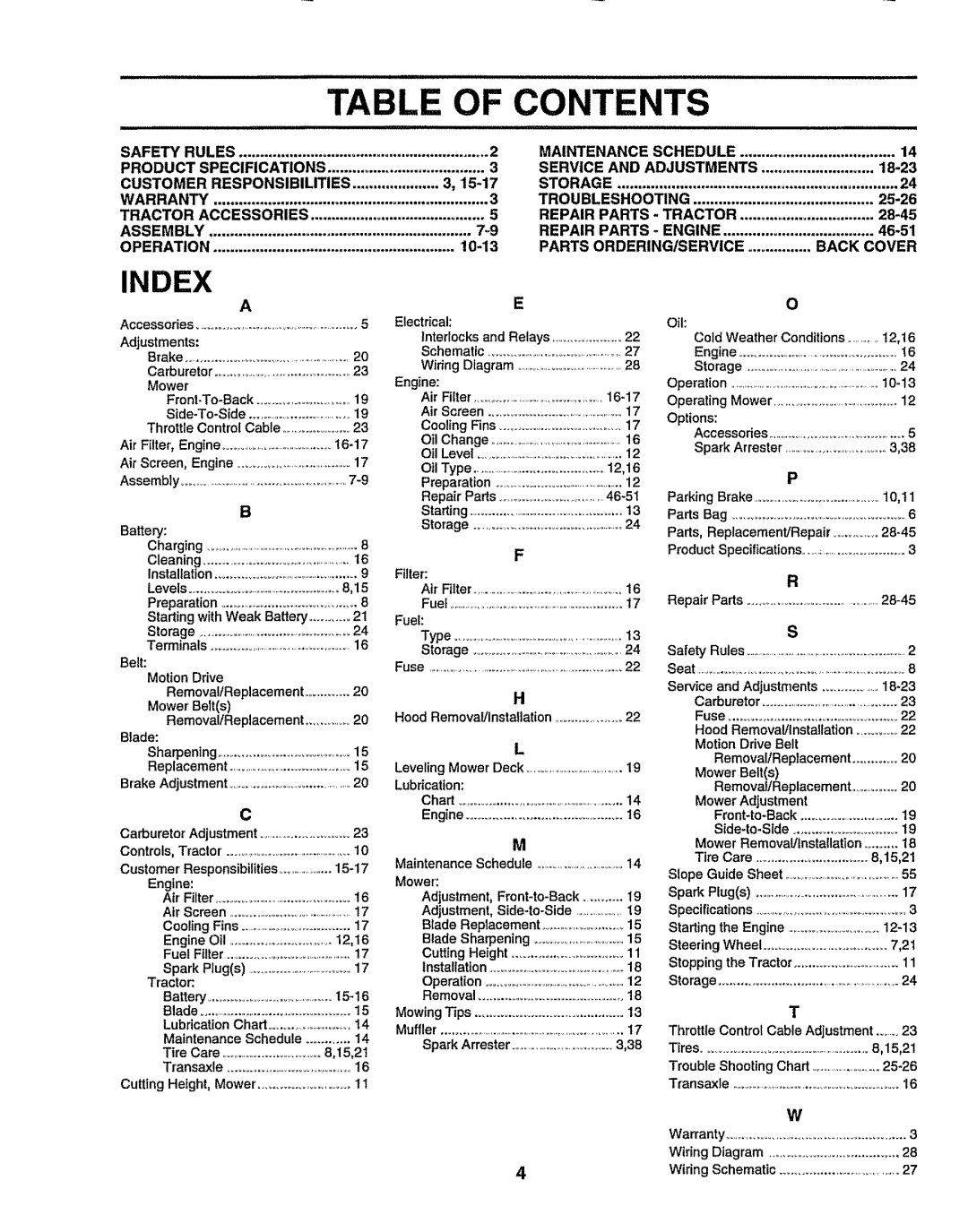 Sears 917.257632 owner manual Table of Contents 