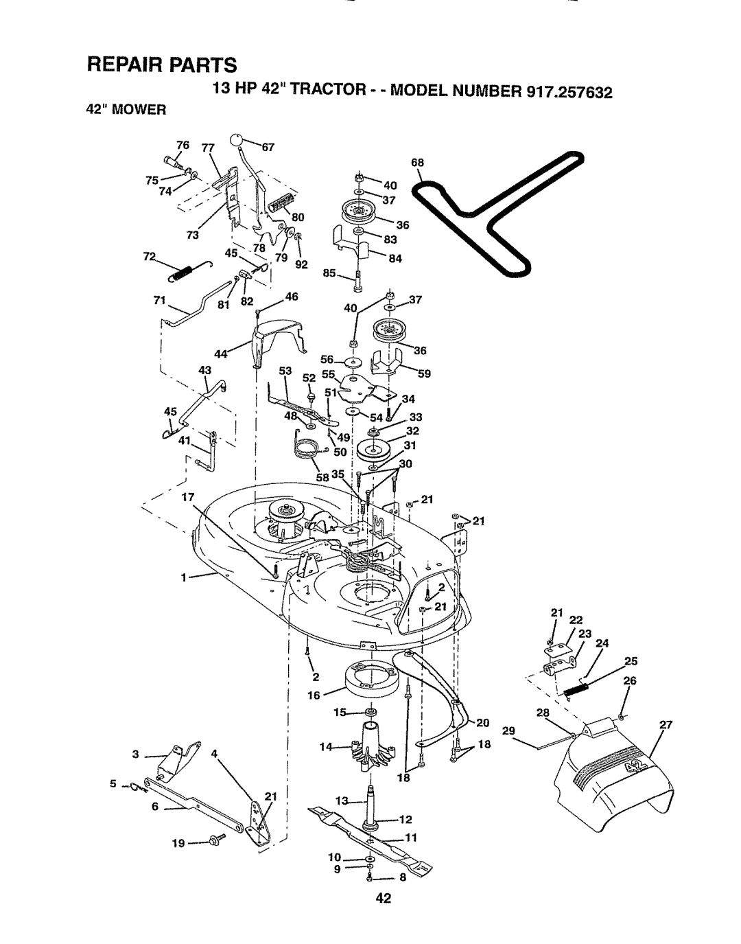 Sears 917.257632 owner manual Mower 