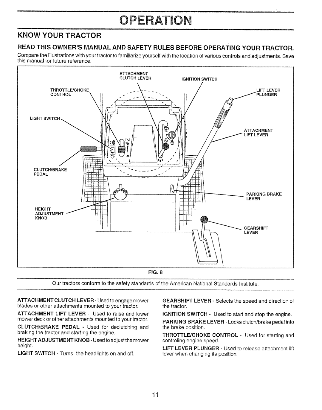 Sears 917.257651 owner manual Operation, Know Your Tractor 