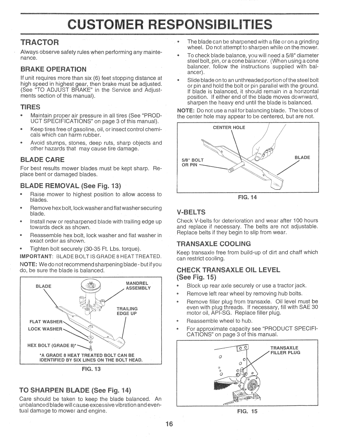 Sears 917.257720 owner manual Custome Respo Lities 