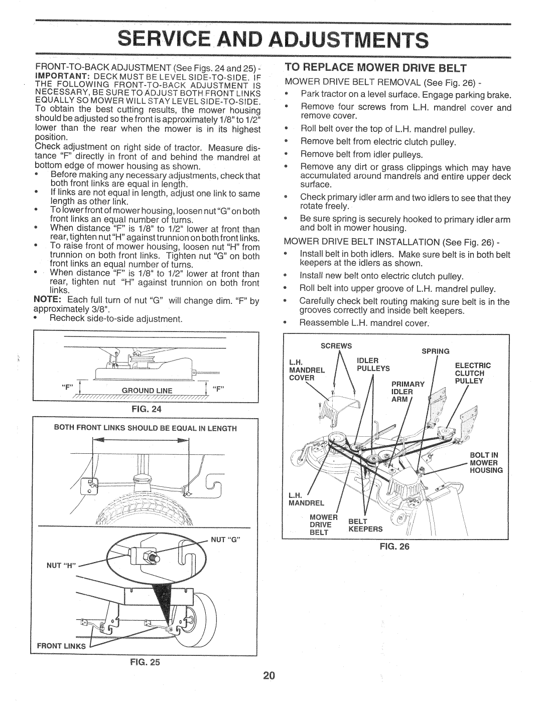 Sears 917.257720 owner manual Service and AOJ Stments, To Replace Mower DRIVE. Belt 