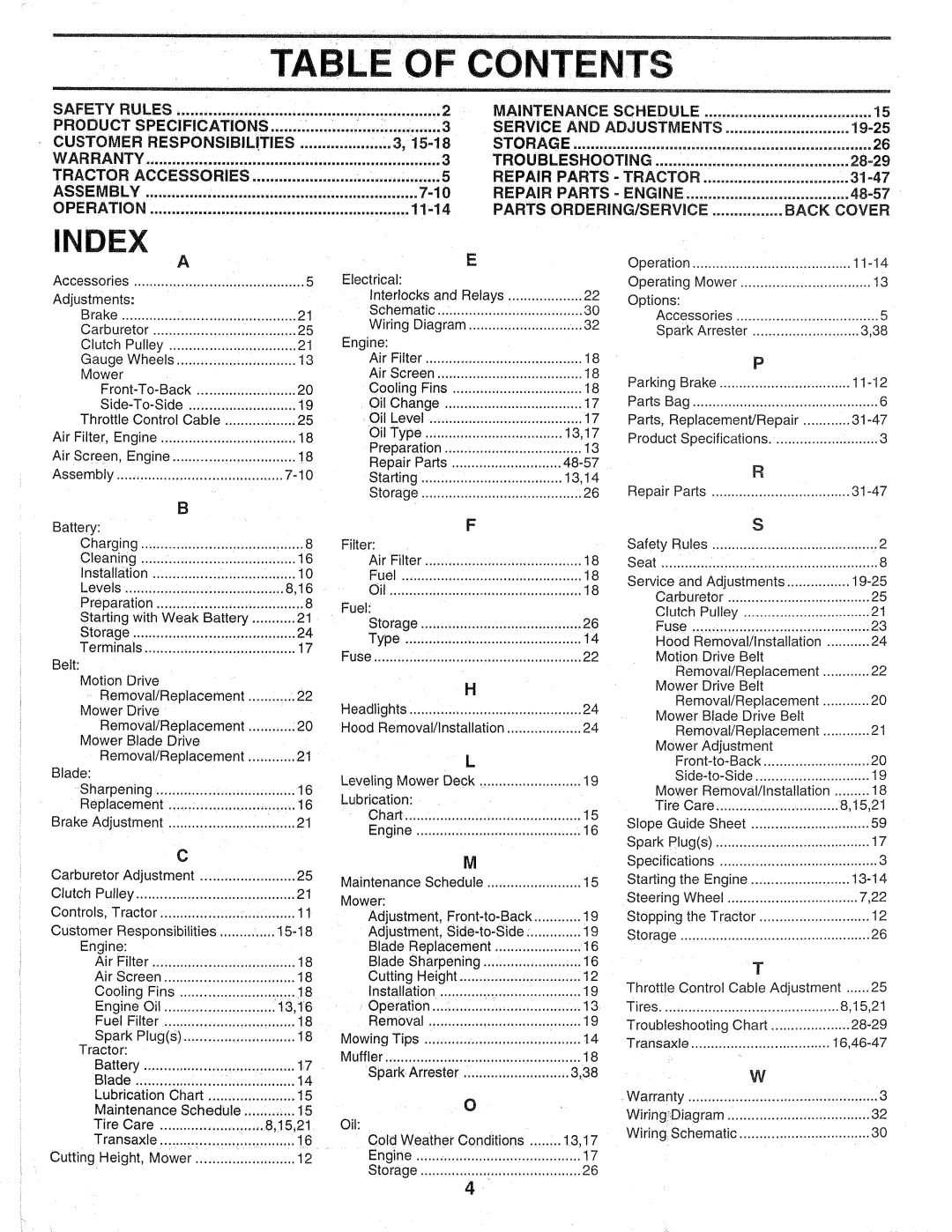 Sears 917.257720 owner manual Maintenance Schedule, Repair 