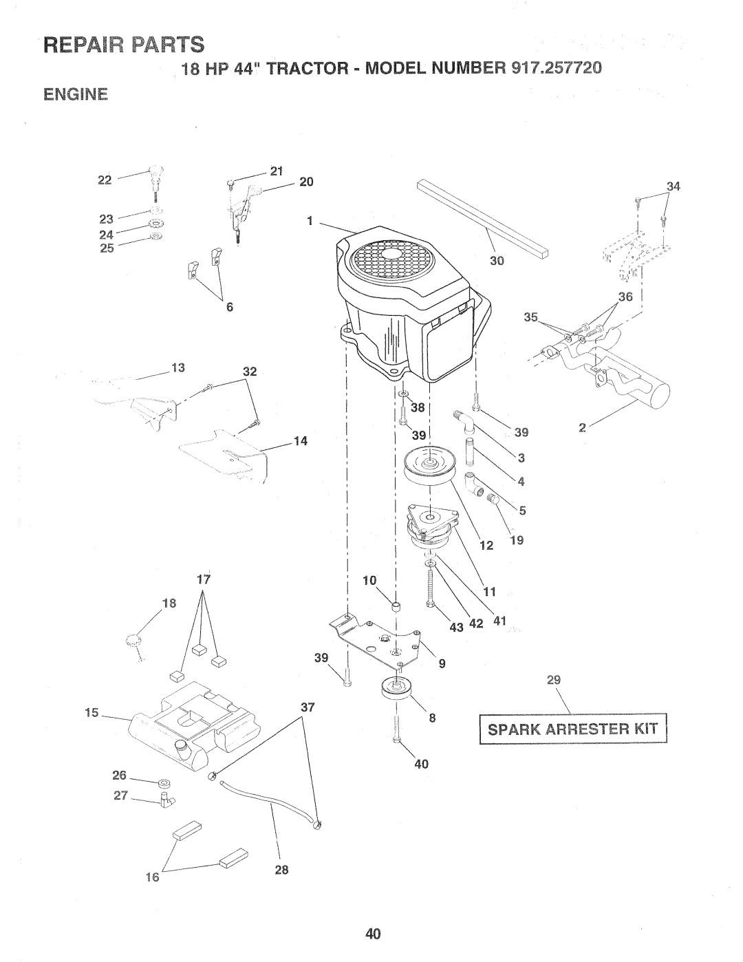 Sears 917.257720 owner manual Engin,E, Model Number 