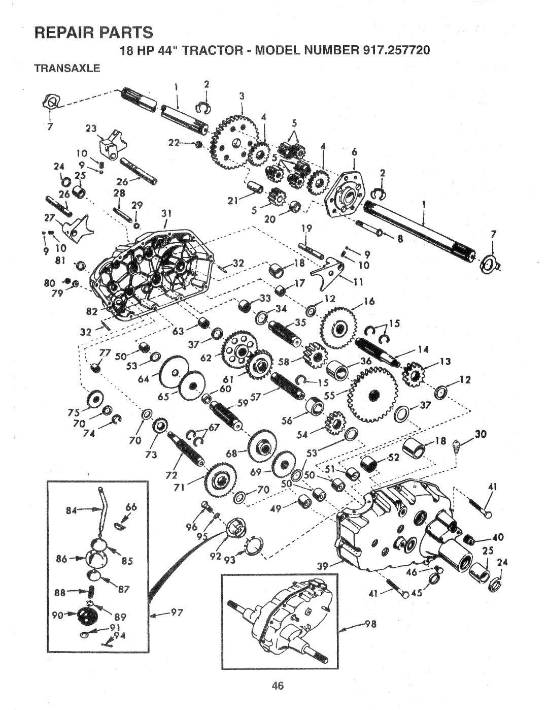 Sears 917.257720 owner manual Transaxle, 8887 