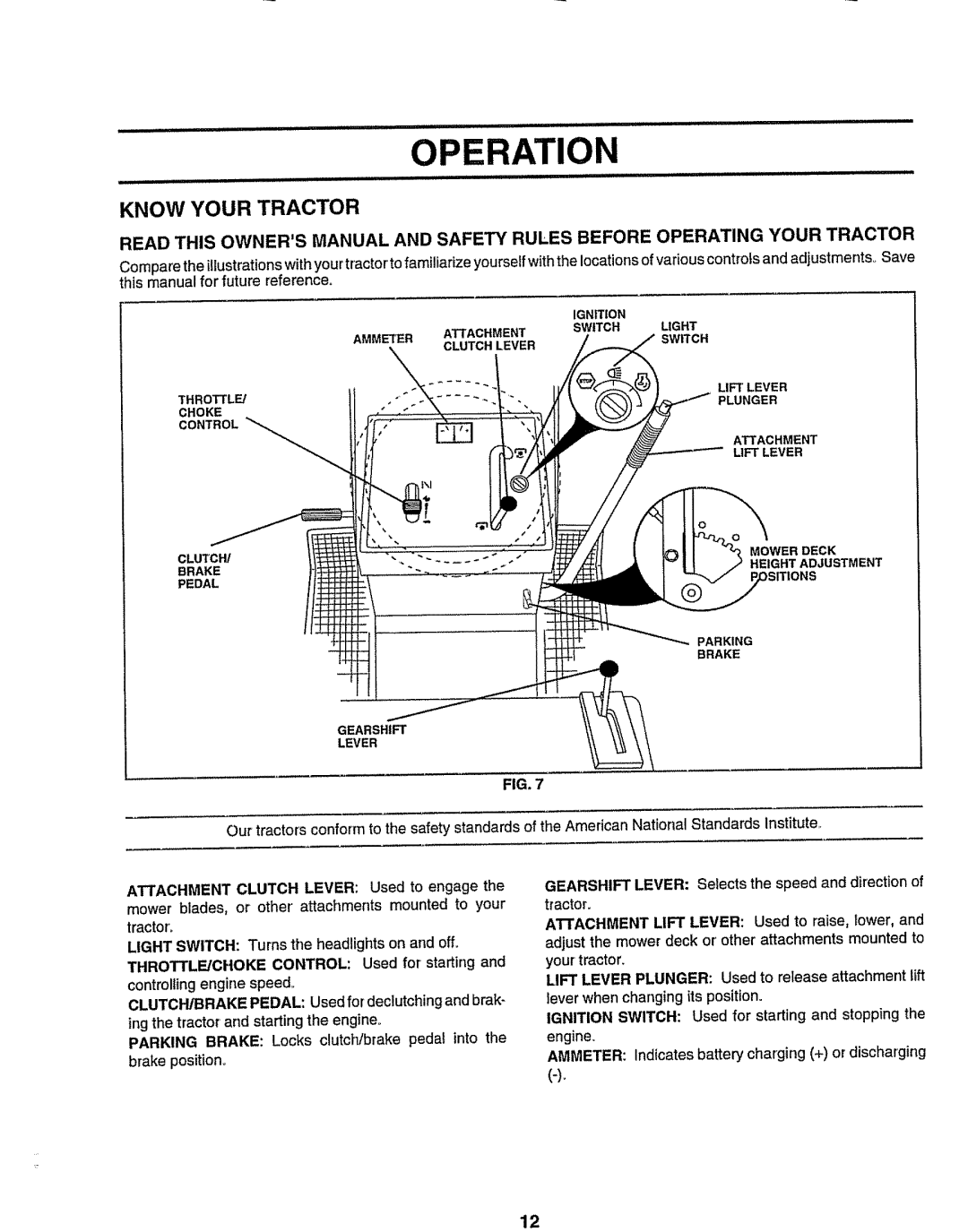 Sears 917.258473 owner manual Know Your Tractor, Operation 