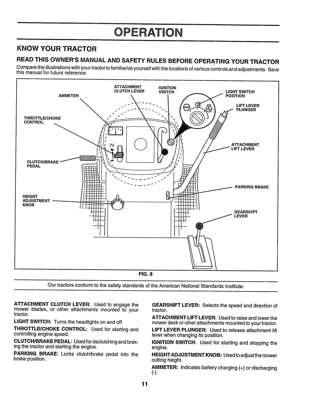 Sears 917.258524 owner manual Operation, Cutting height 