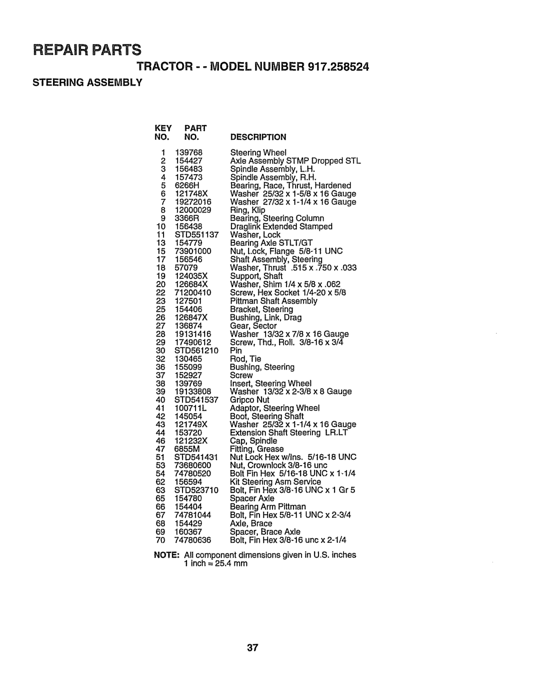 Sears 917.258524 owner manual Tractor - Model Number 917,258524 