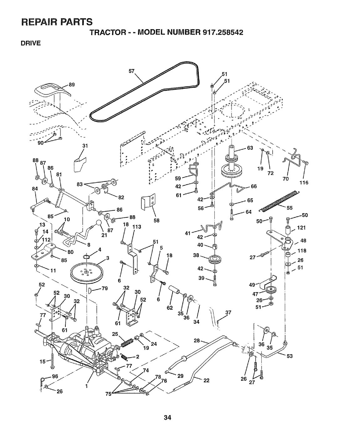 Sears 917.258542 owner manual 88 87, 121 