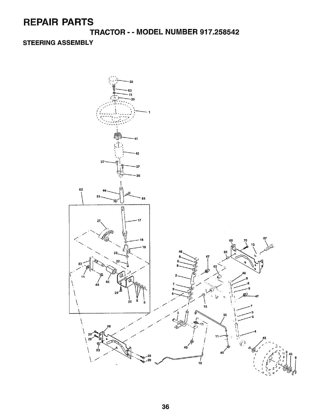 Sears 917.258542 owner manual FF2, Steering Assembly 