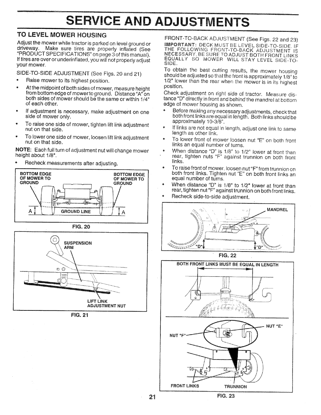 Sears 917.258552 owner manual To Level Mower Housing 