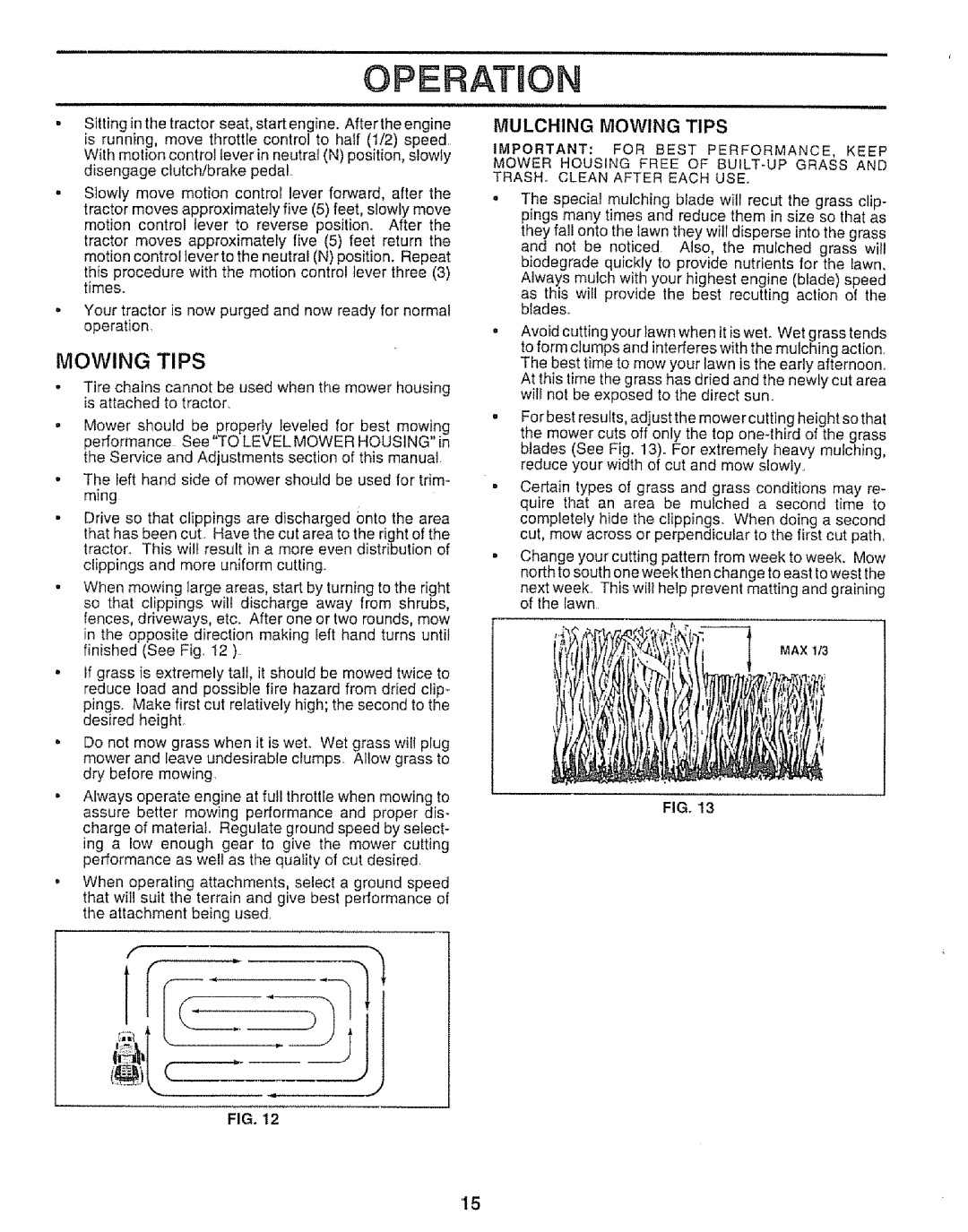 Sears 917.25953 owner manual Mulching Mowing Tips 