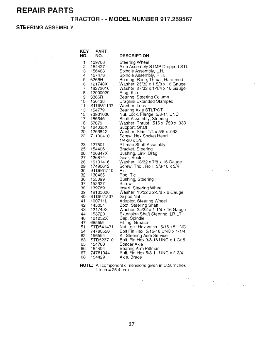 Sears 917.259567 owner manual Part Description, Lr.Lt 