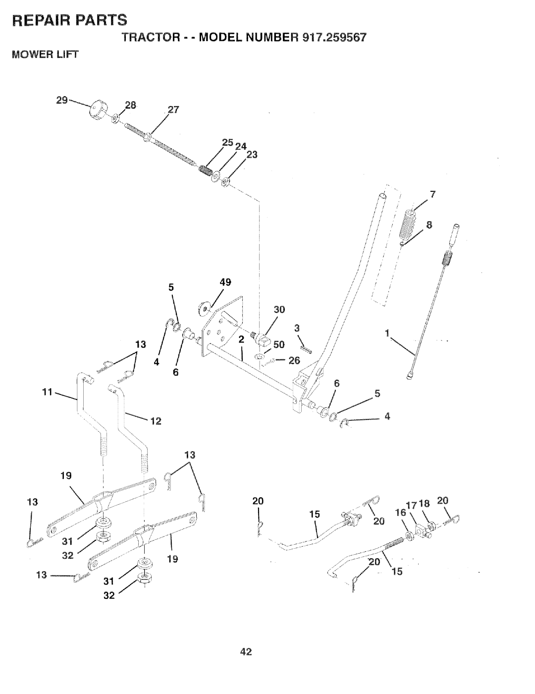 Sears 917.259567 owner manual Mower LiFT 