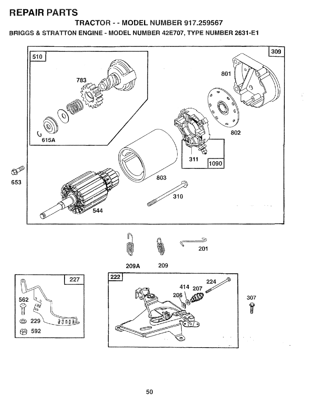 Sears 917.259567 owner manual 801, 802, 311, 201, 209A 