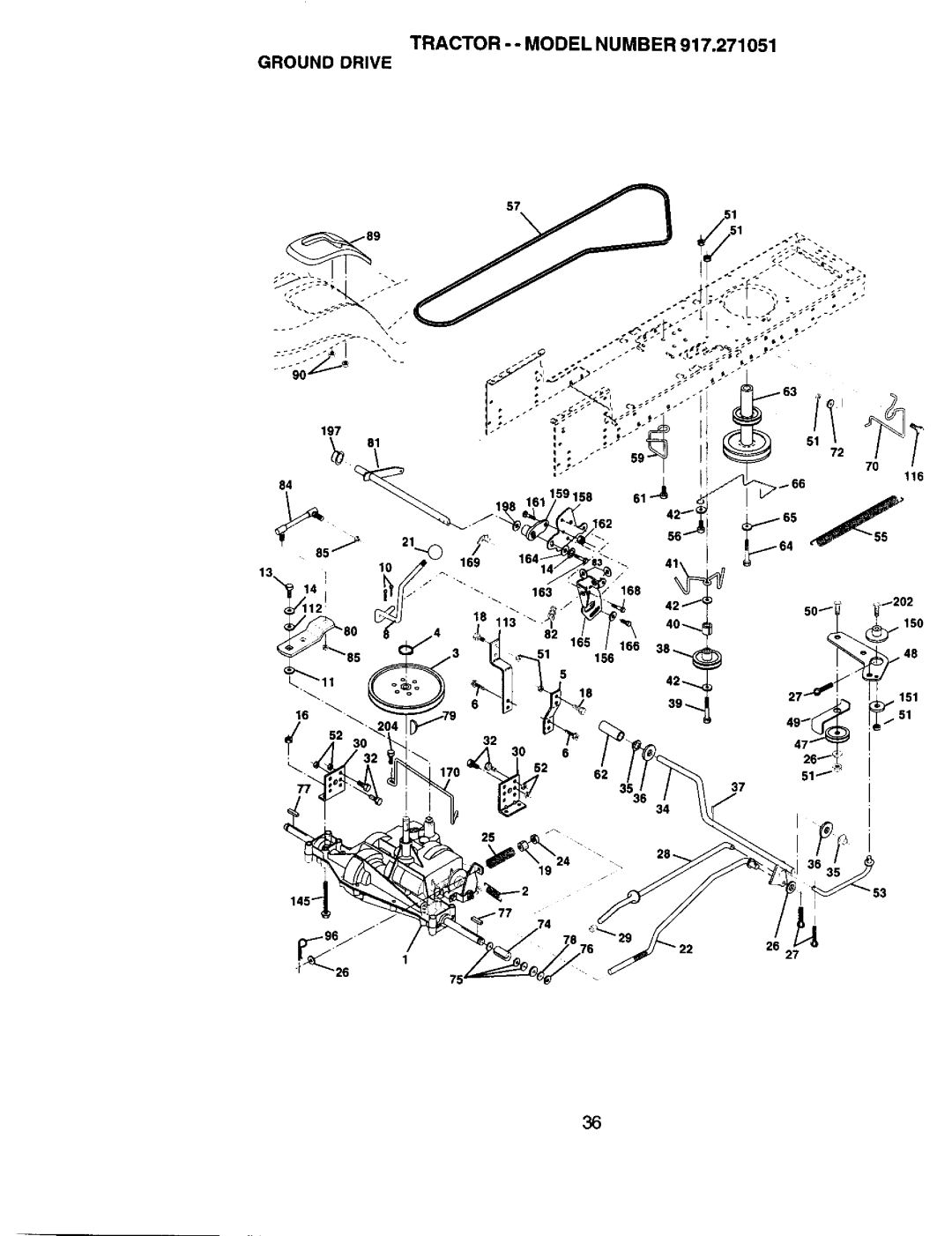 Sears 917.271051 owner manual Tractor - Model Number Ground Drive 