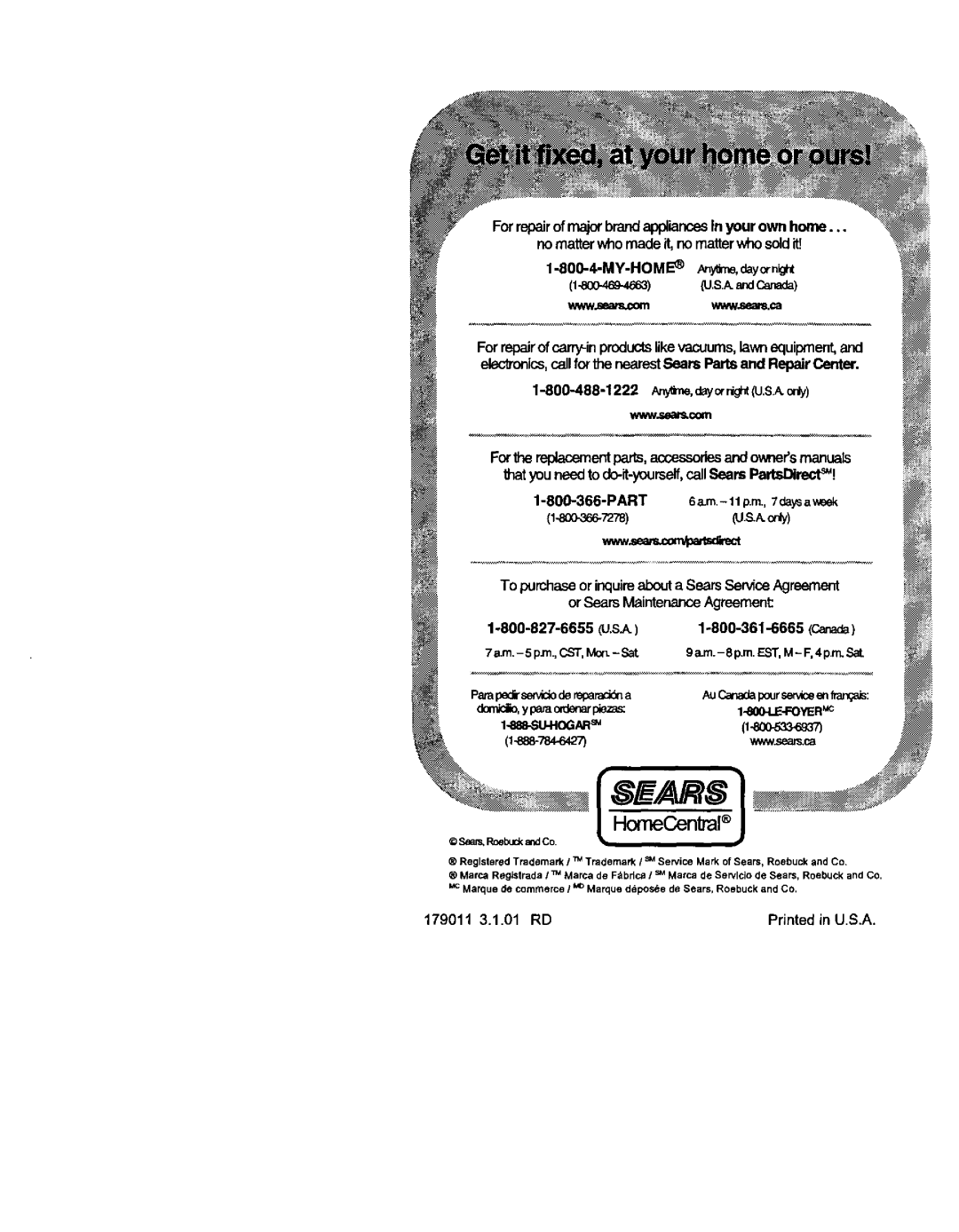 Sears 917.275223 owner manual Part, 0o..-7278 