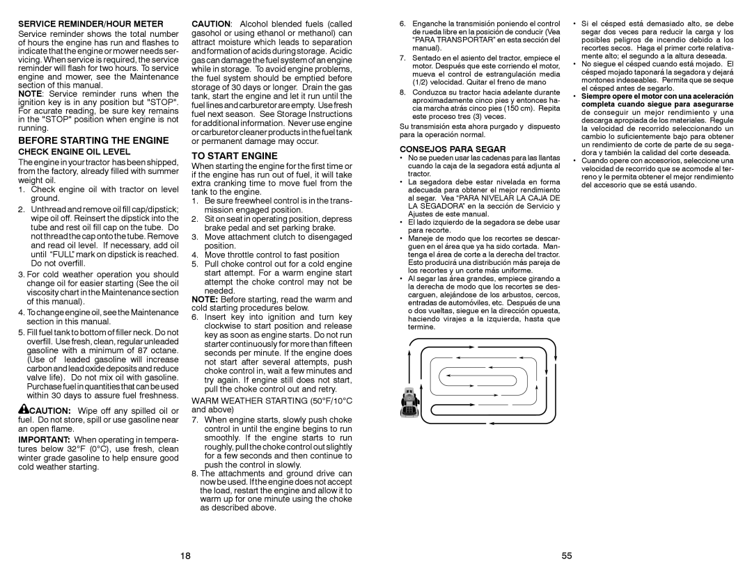 Sears 917.28008 manual Before Starting the Engine, To Start Engine, Service REMINDER/HOUR Meter, Check Engine OIL Level 