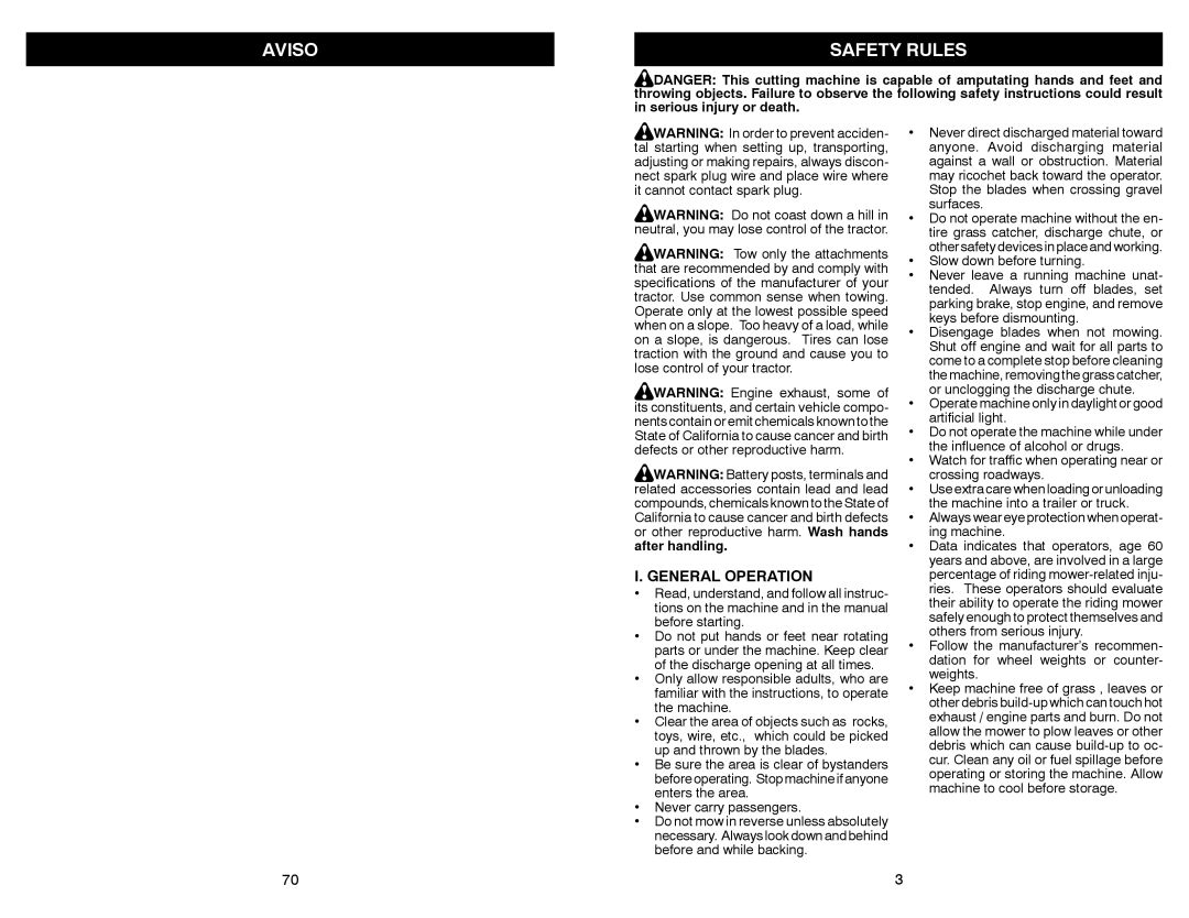 Sears 917.28008 manual Aviso Safety Rules, General Operation, After handling 