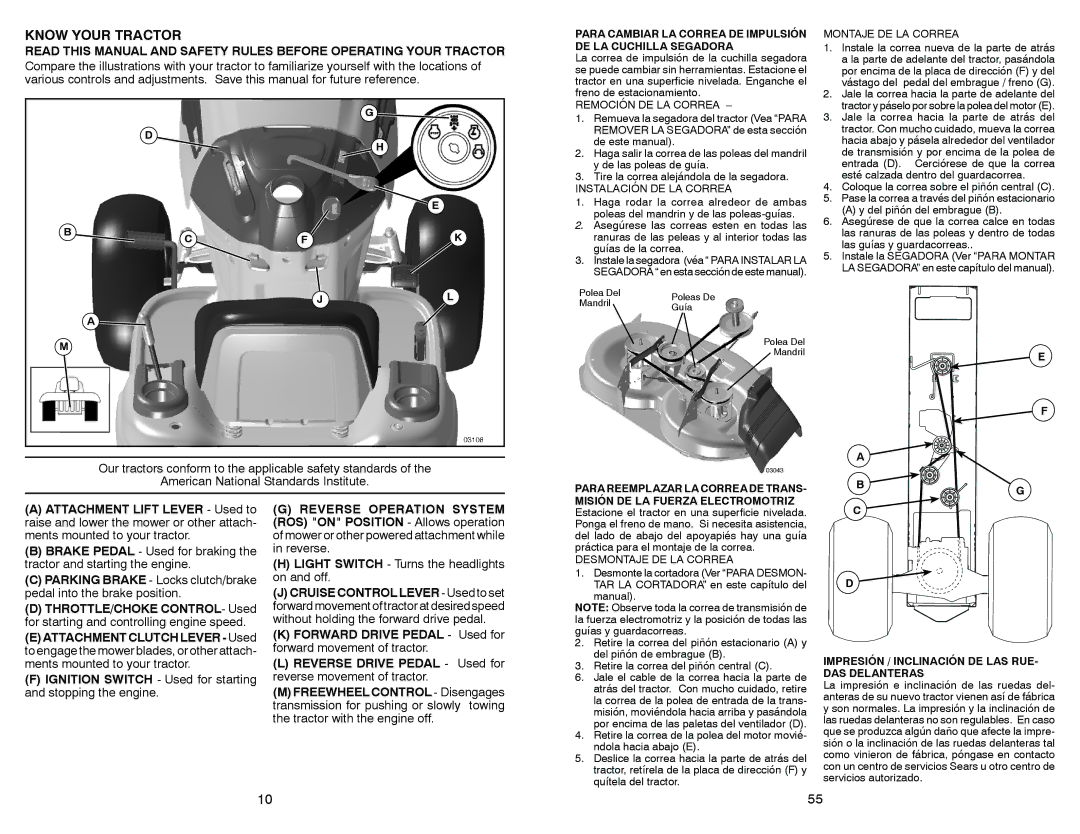 Sears 917.28853 owner manual Know Your Tractor, Ignition Switch Used for starting and stopping the engine 