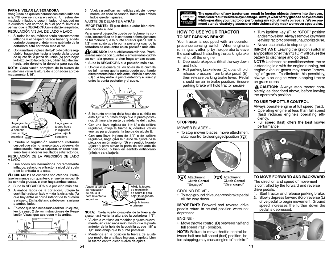 Sears 917.28853 owner manual HOW to USE Your Tractor, To SET Parking Brake, Stopping, To USE Throttle Control 