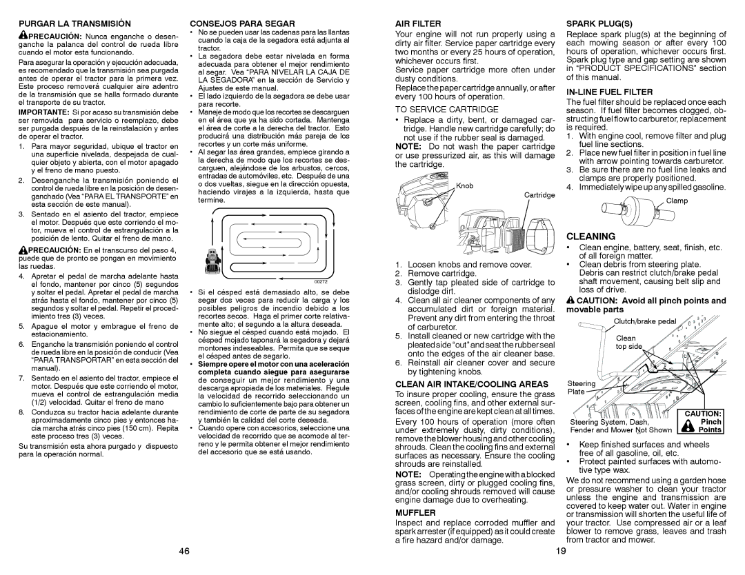 Sears 917.28853 owner manual Cleaning 