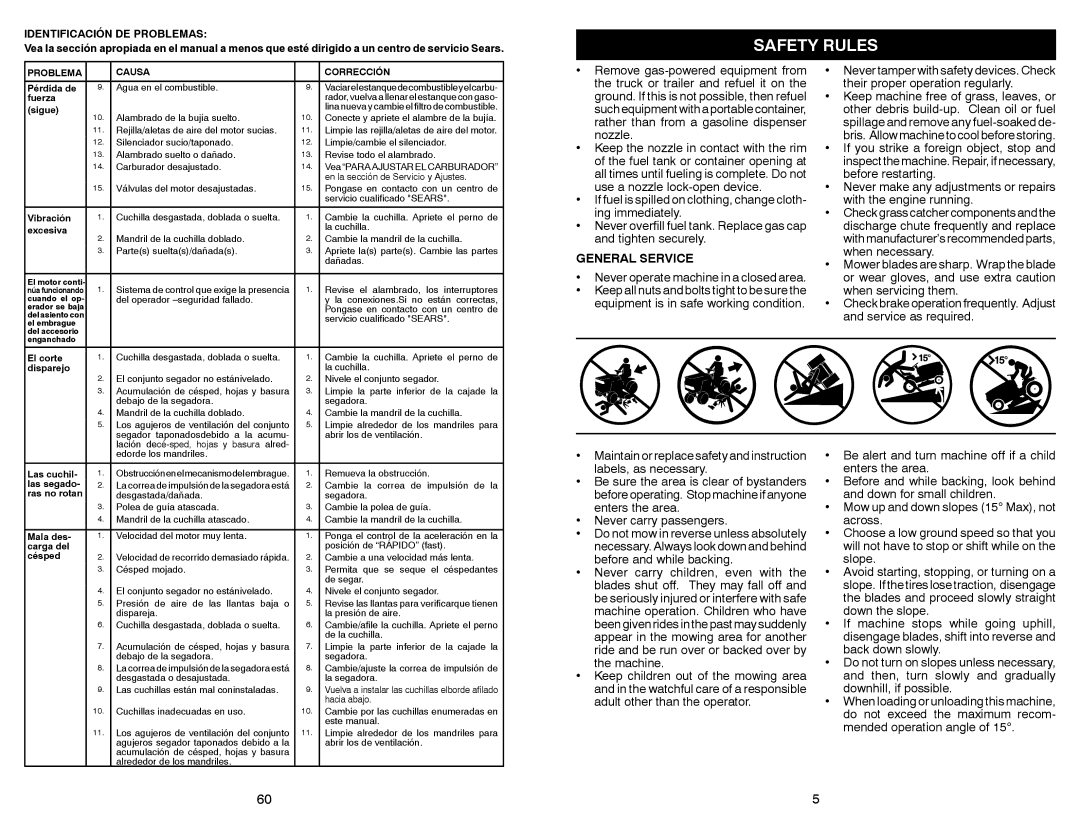 Sears 917.28853 owner manual General Service, Never operate machine in a closed area 