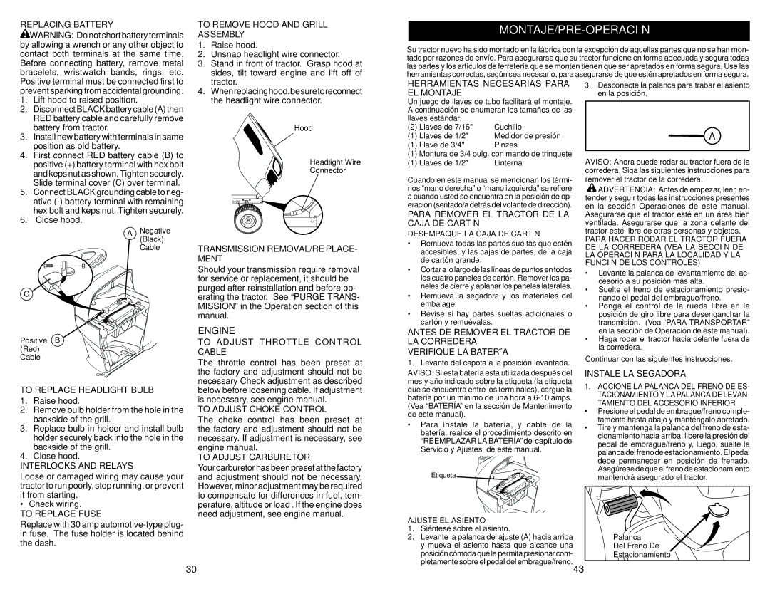 Sears 917.28861 owner manual Montaje/Pre-Operación 