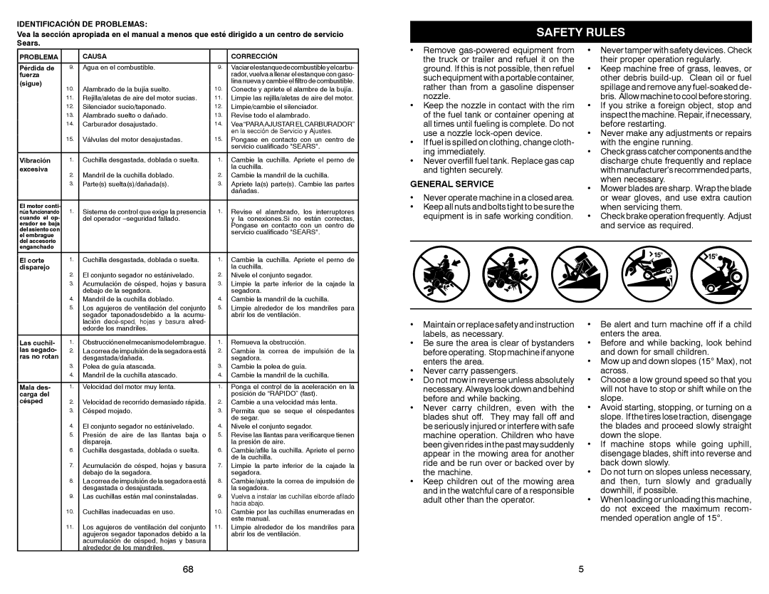 Sears 917.28861 owner manual General Service, Never operate machine in a closed area 