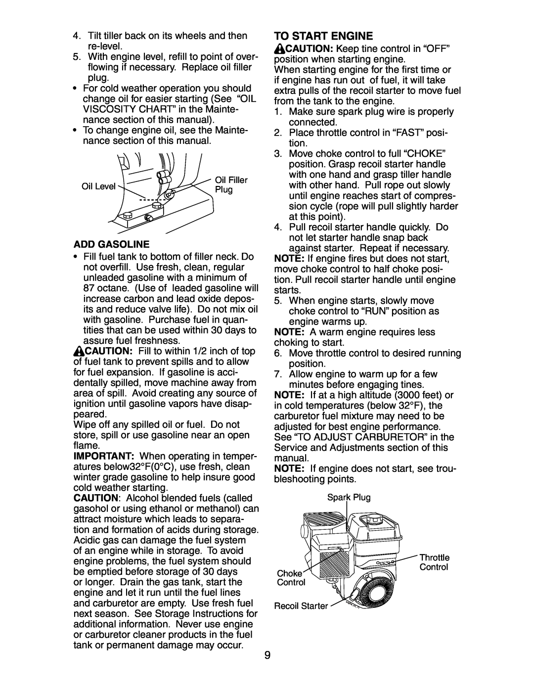 Sears 917.29149 owner manual To Start Engine, Add Gasoline 