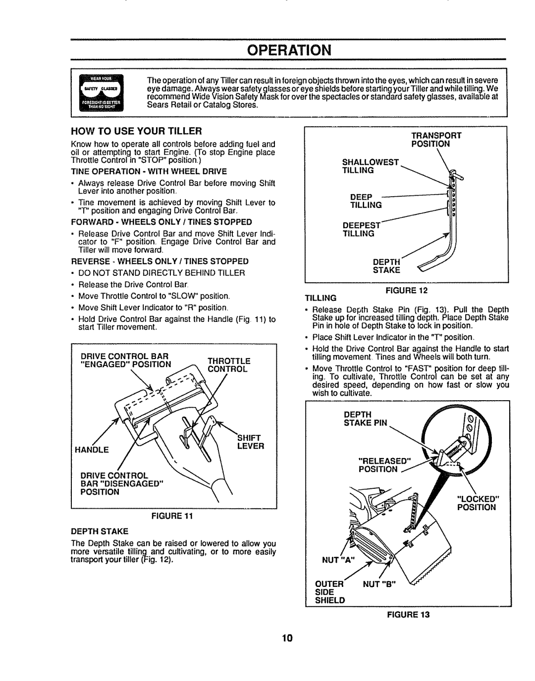 Sears 917.299642 owner manual HOW to USE Your Tiller 