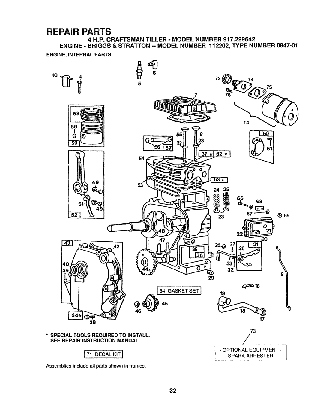 Sears 917.299642 owner manual 776, Gasket SET 