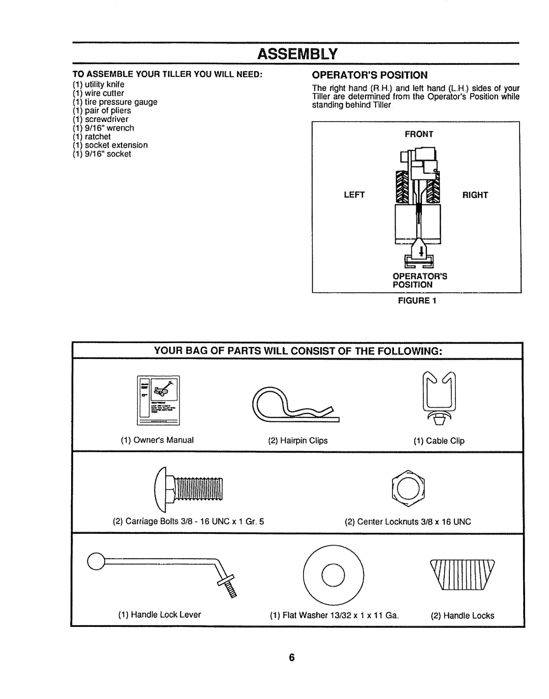 Sears 917.299642 owner manual Assembly, Your BAG of Parts will Consist of the Following 