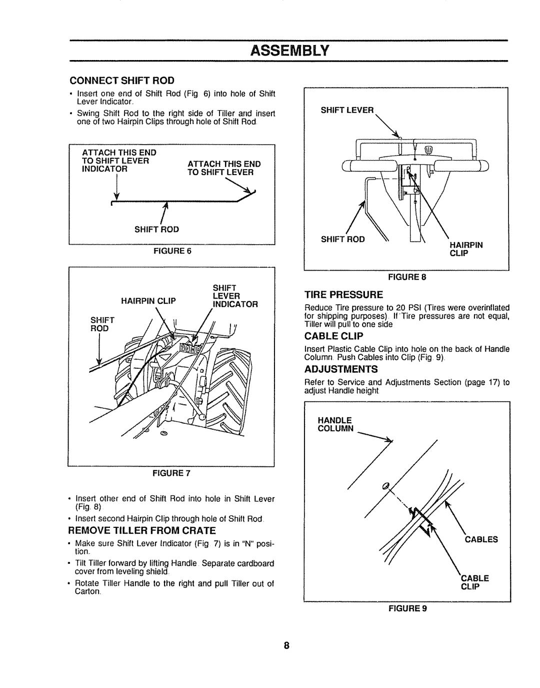 Sears 917.299642 Connect Shift ROD, Attach this END To Shift Lever Indicator, Hairpin Clipindicator, Adjustments 