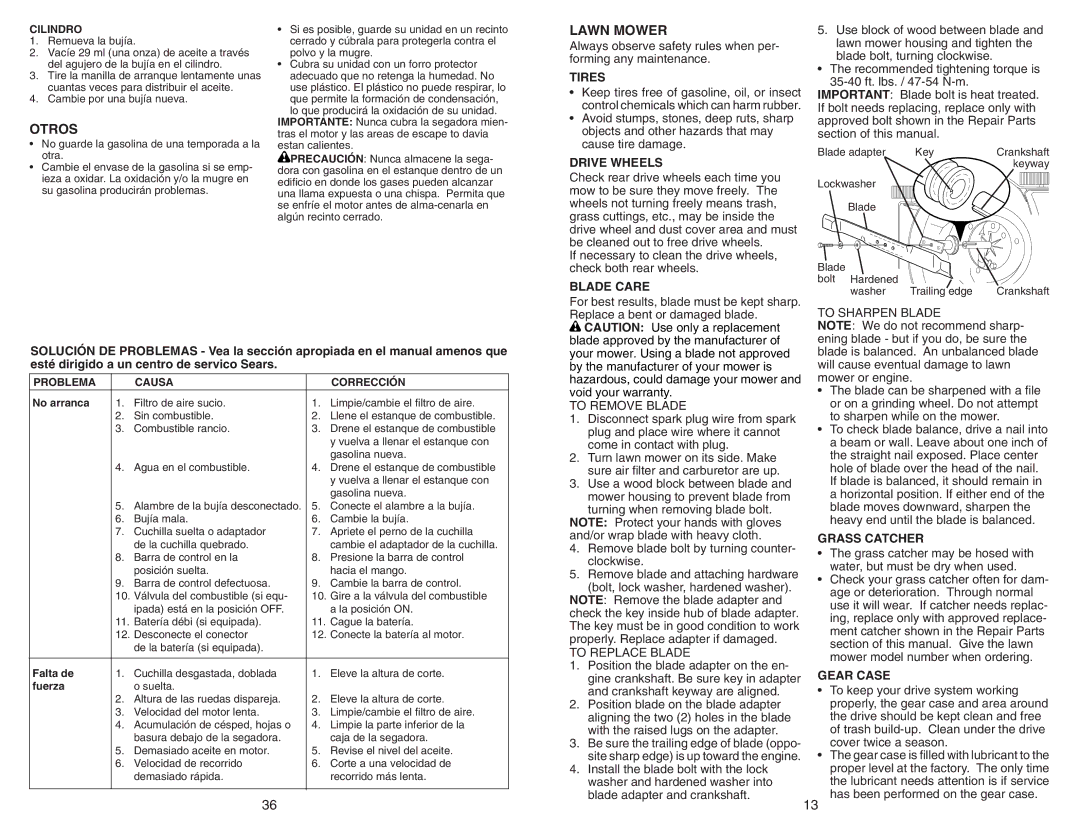 Sears 917.370721 owner manual Otros 