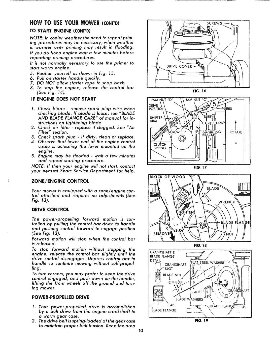 Sears 917.372301 manual To Start Engine Contd, If Engine does not Start, ZONE/ENGINE Control, Drive Control 