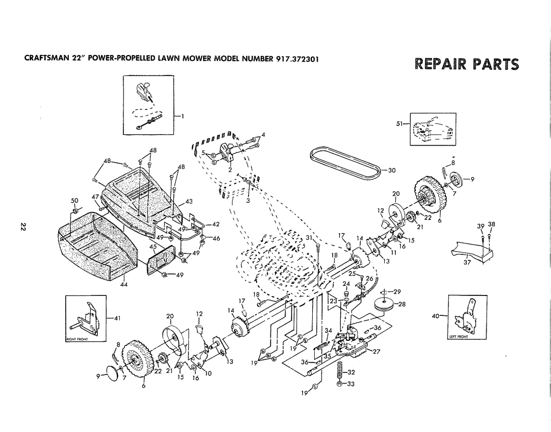 Sears 917.372301 manual Repair Parts 