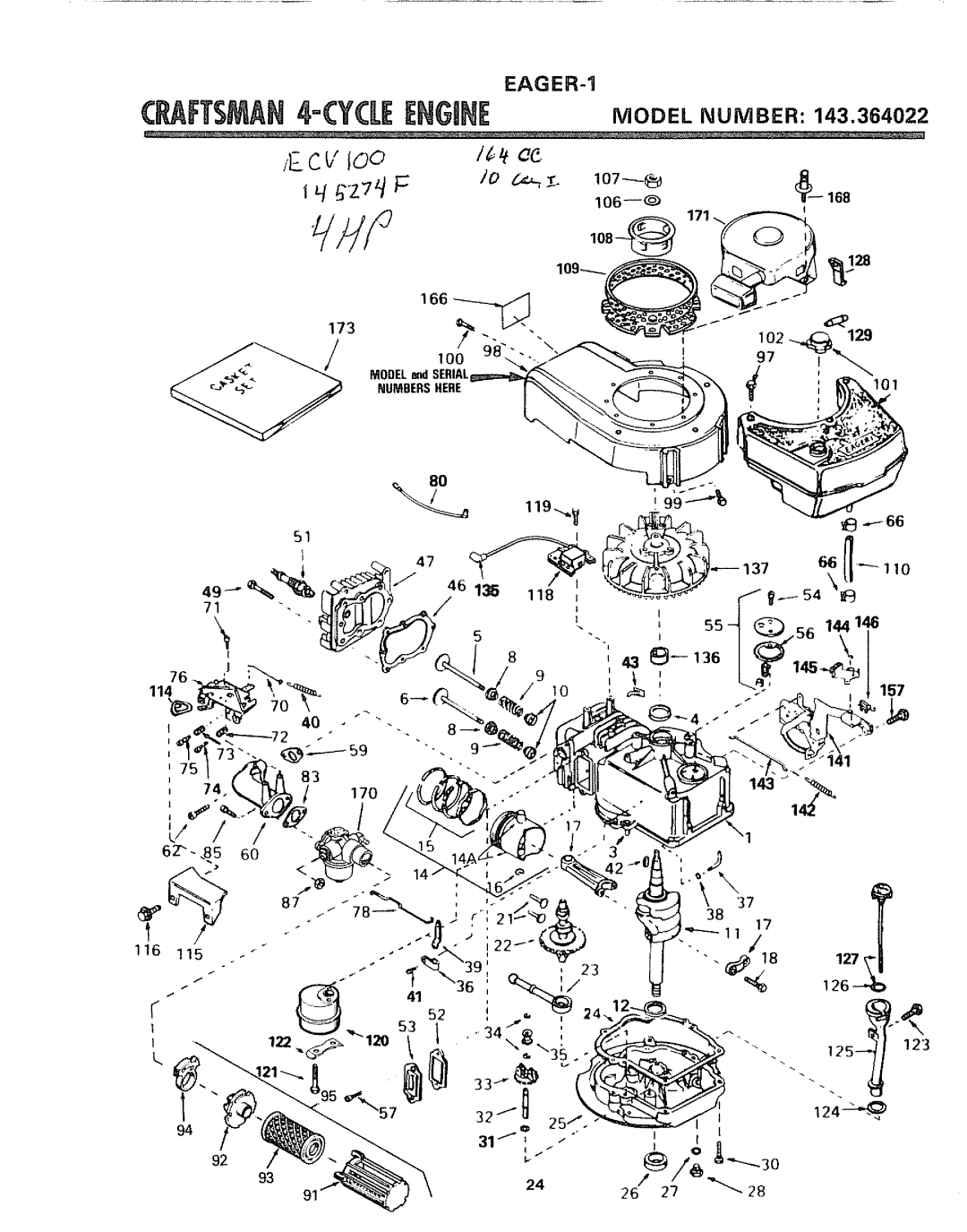 Sears 917.372301 manual Iftsan 4=VLEENGINE 