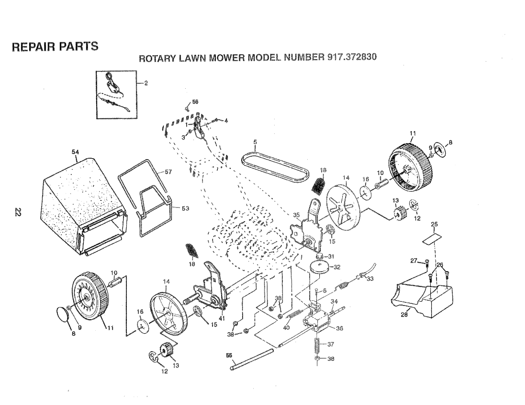 Sears 917.37283 manual Rotary Lawn Mower Model Number 9t7o372830 