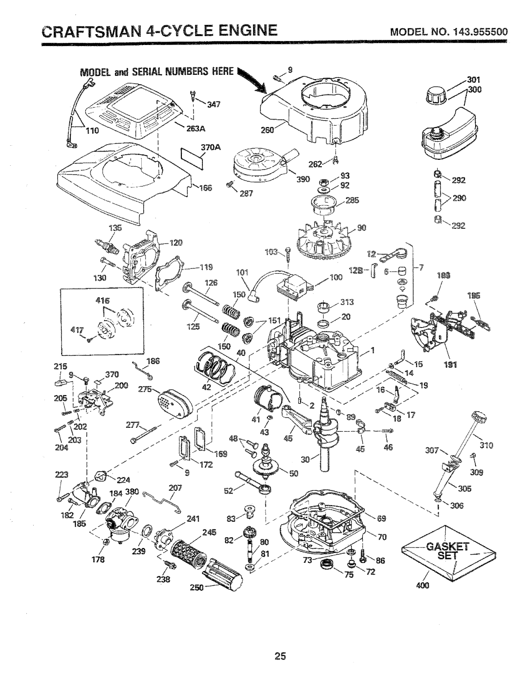 Sears 917.37283 manual Craftsman 4--CYCLE Engine, Msbel and Serial Numbers Here 