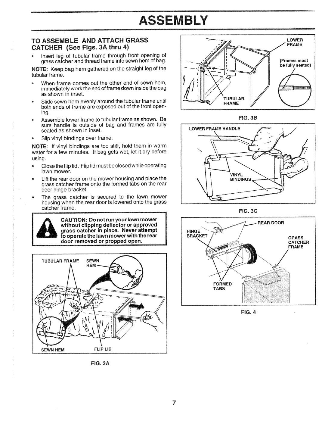 Sears 917.372851 owner manual To Assemble and Attach Grass, Catcher See Figs a thru 