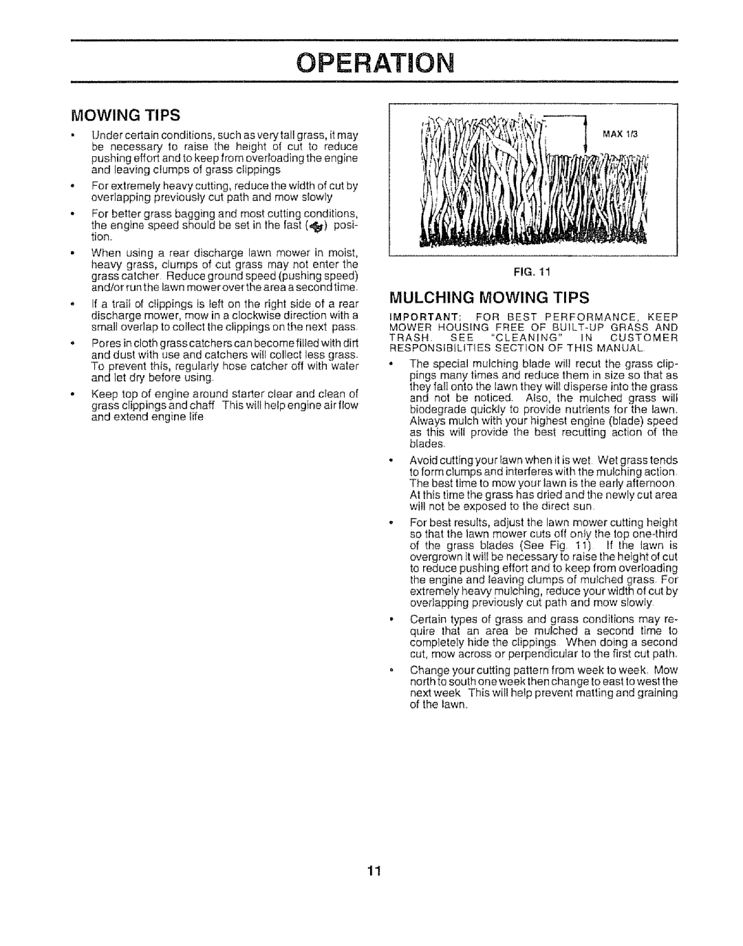 Sears 917.372852 manual Mulching Mowing Tips 