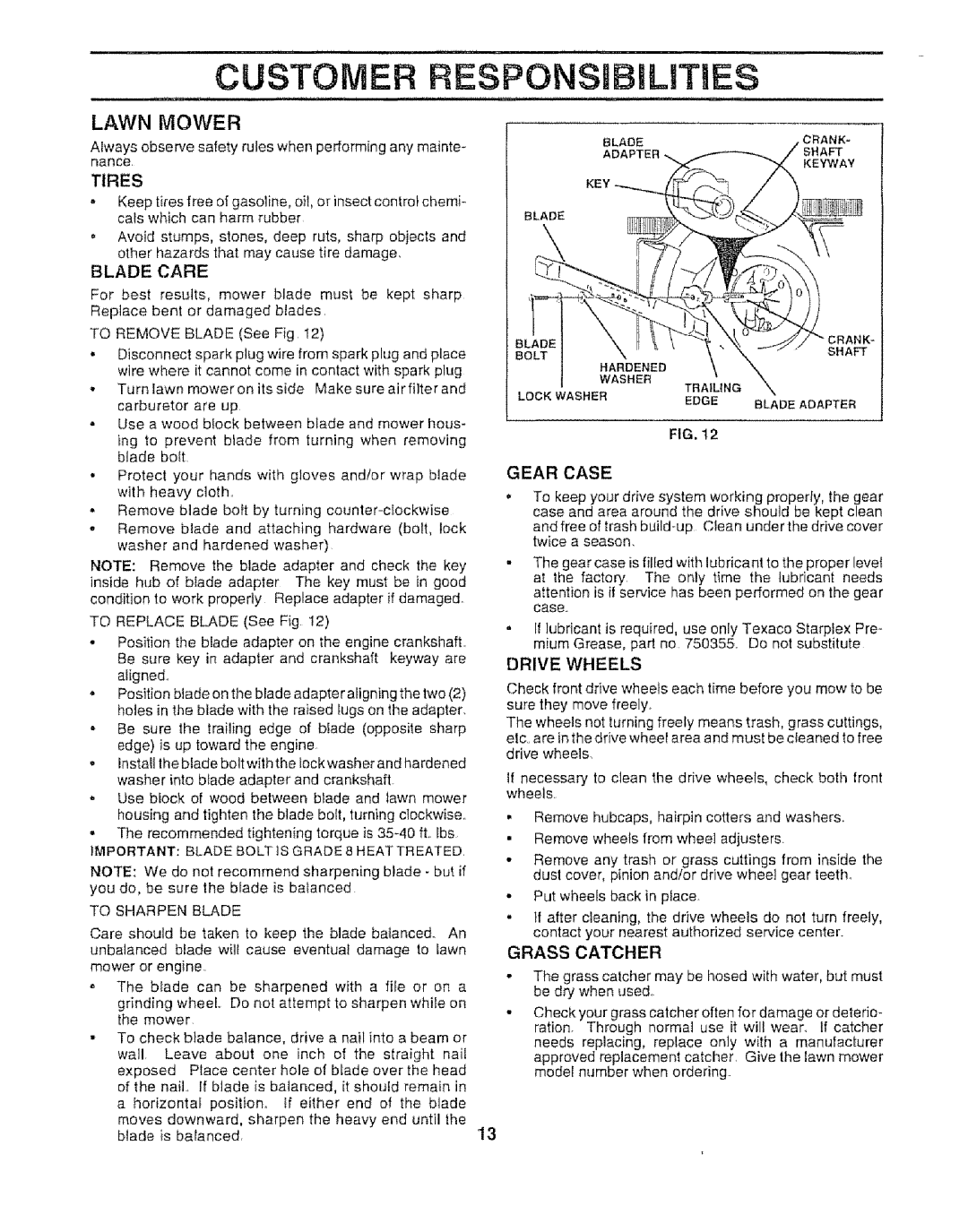 Sears 917.372852 manual Lawn Mower 