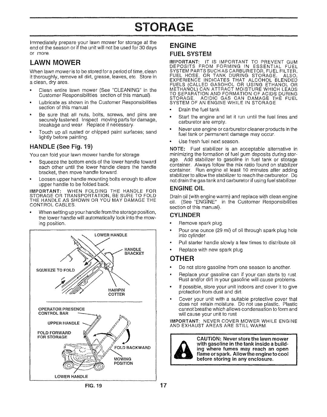 Sears 917.372852 manual Other, Engine OIL, Cylinder 