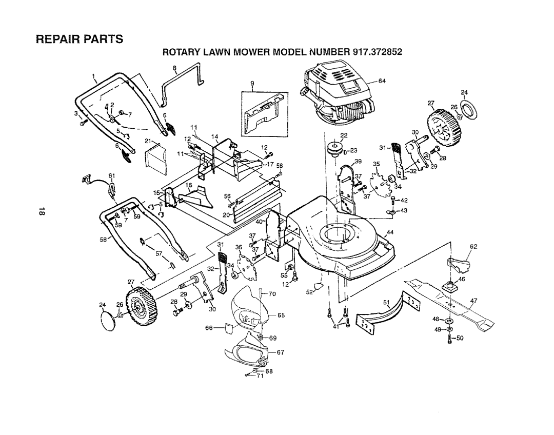 Sears 917.372852 manual Rotary Lawn Mower Model Number 