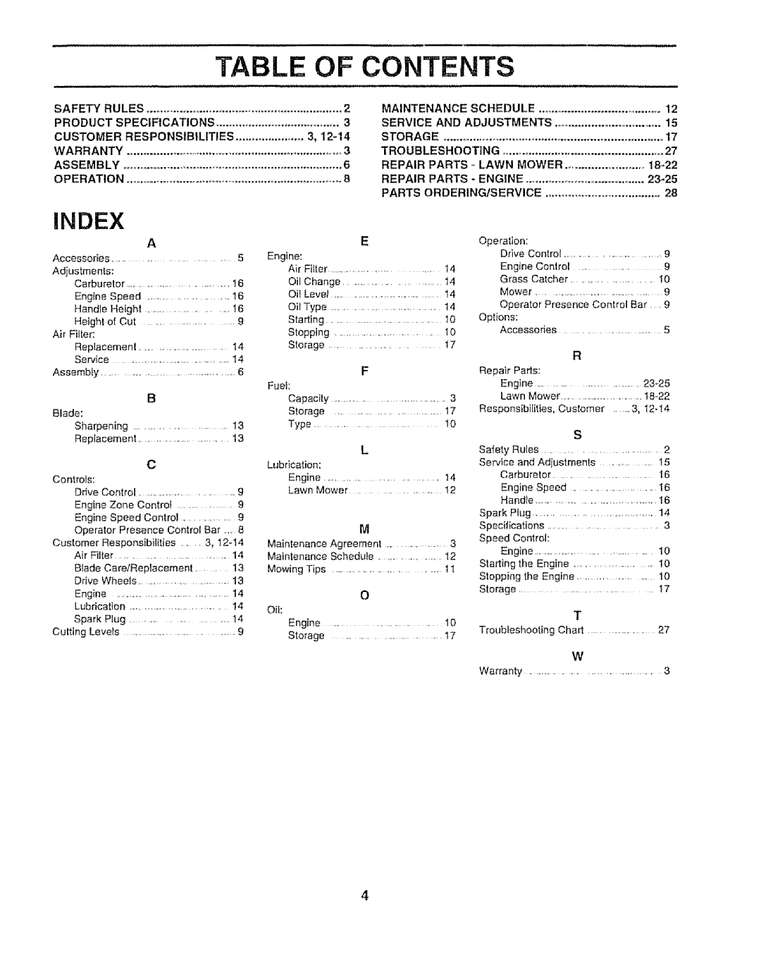 Sears 917.372852 manual Contents 