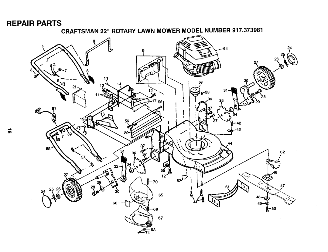 Sears 917.373981 owner manual Repair Parts 