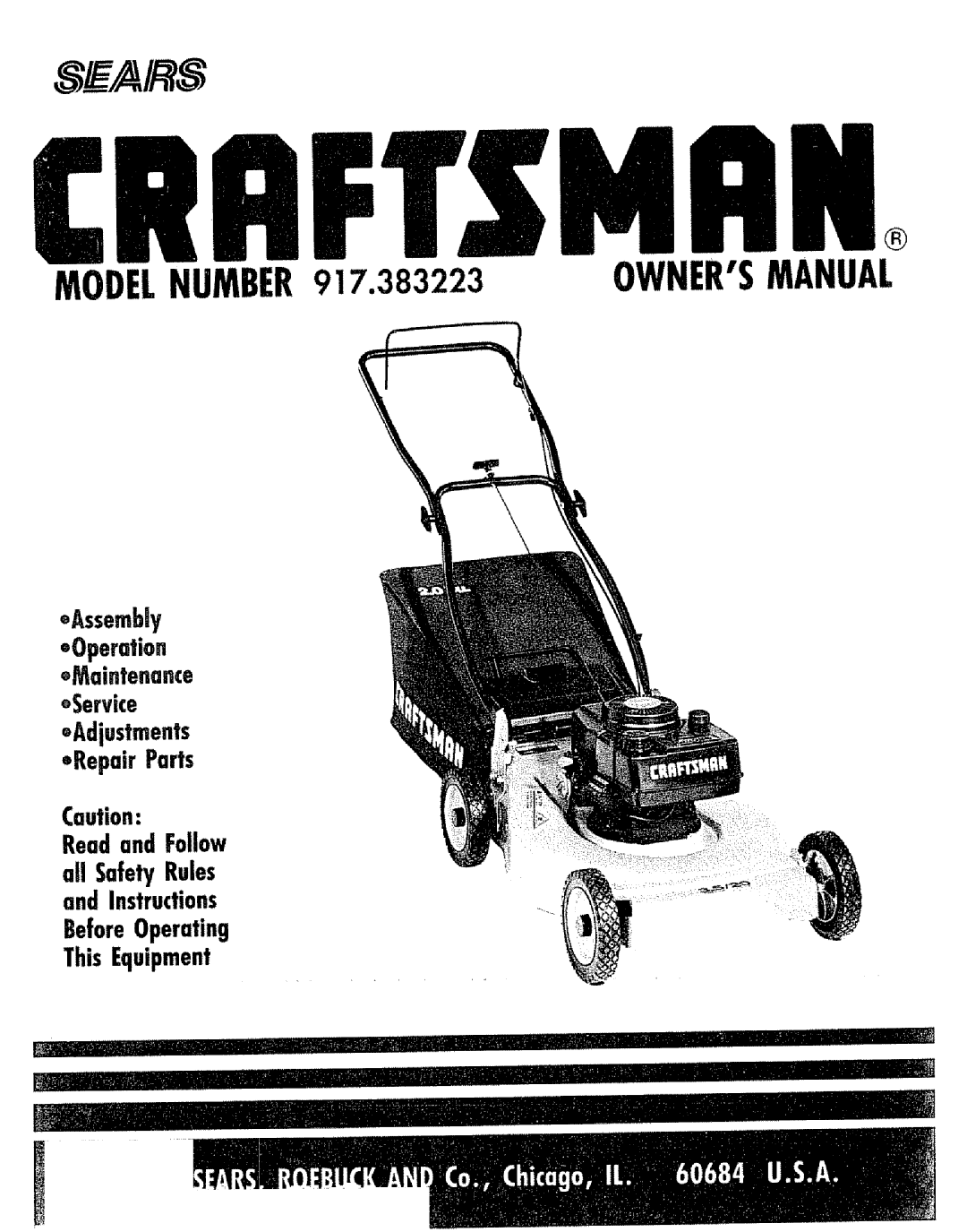 Sears 917.383223 manual Sears 